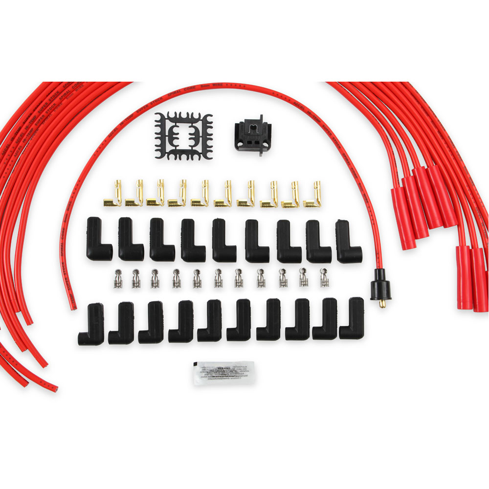 ACCEL Spark Plug Wires 5040R; Super Stock 8 mm Red Spiral Core Straight 
