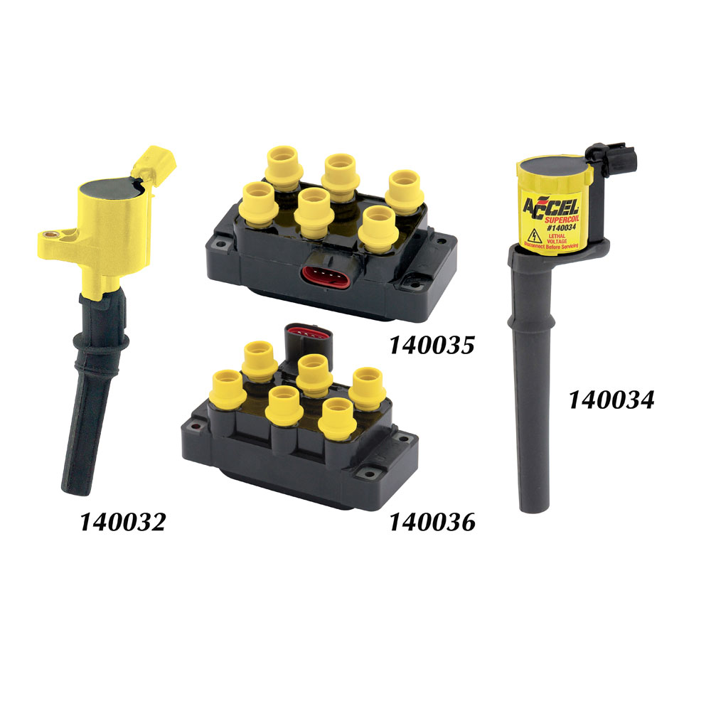 ACCEL Ignition Coil 140032; Super Coil Yellow 26000 Volt Coil On Plug for Ford 4.6L, 5.4L MOD 2V 