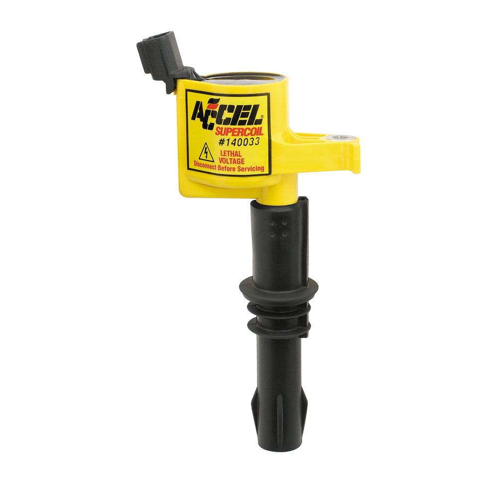 ACCEL Ignition Coil 140033; Super Coil Yellow 28000 Volt Coil On Plug for 2004 to 2008 Ford 4.6L, 5.4L MOD 3V 