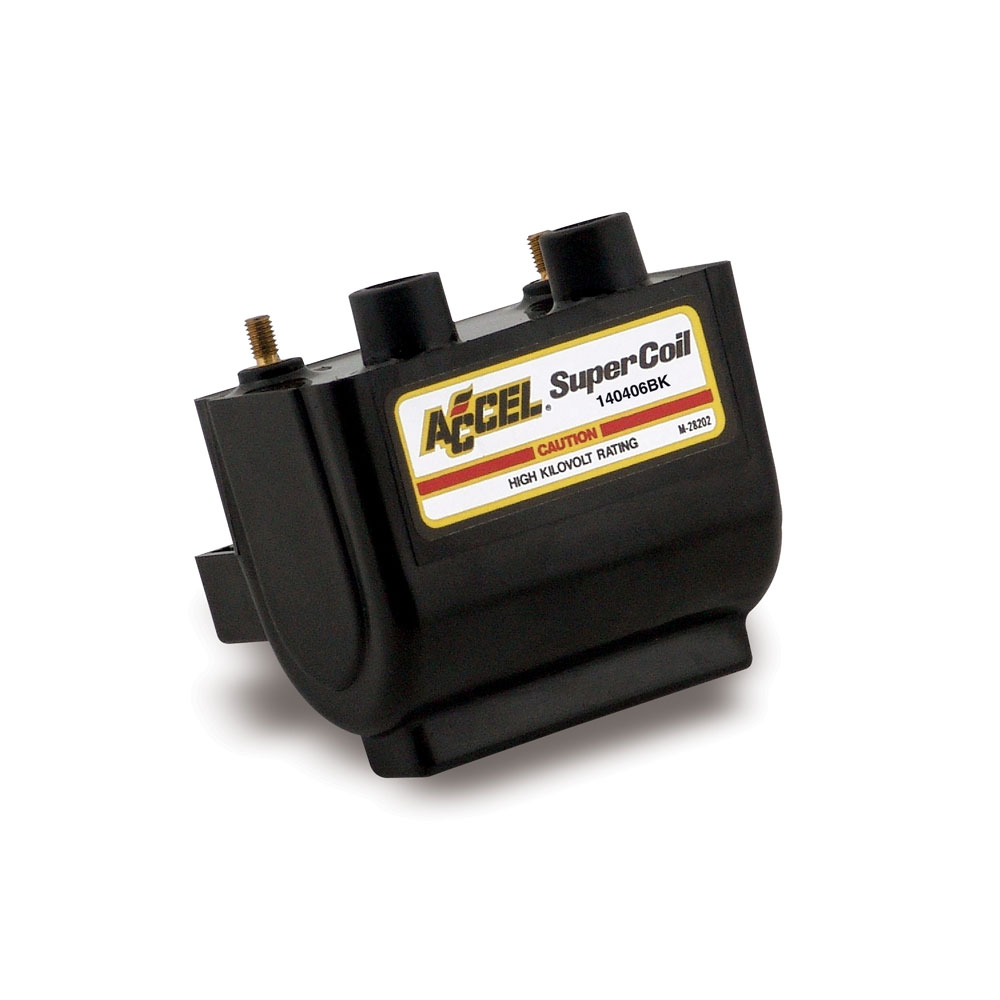 Photo for ACCEL Ignition Coil 140406BK; Motorcycle Dual Fire Super Coil Black 45 Percent Higher Than Stock Female for 1962 to 1979 Harley Davidson