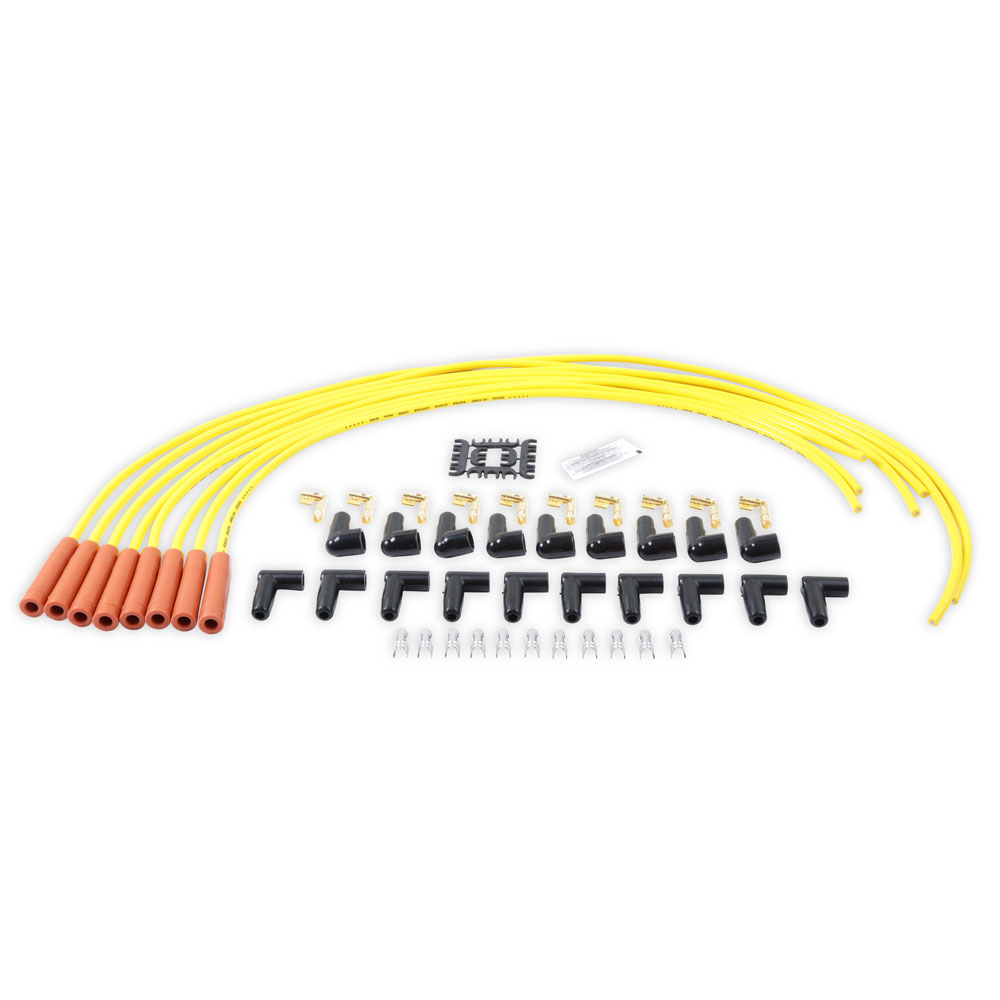ACCEL Spark Plug Wire Set 4038; Super Stock 8.000 mm Yellow Spiral Core Straight HEI/Male and Female/Socket 
