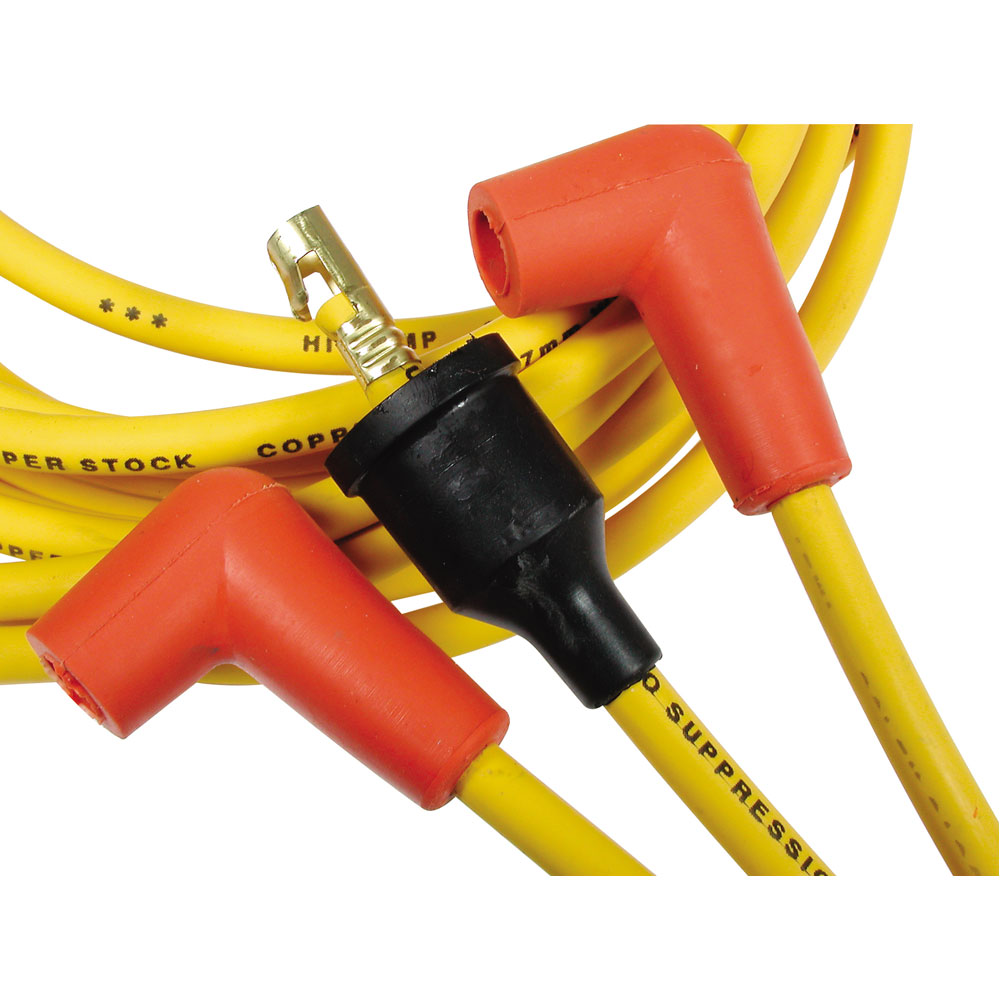 ACCEL Spark Plug Wire Set 4039; Super Stock 8.000 mm Yellow Spiral Core 90 deg. HEI/Male and Female/Socket 