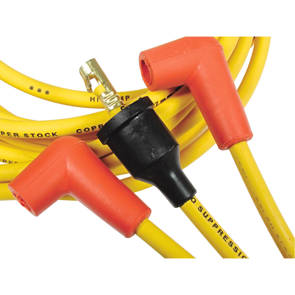 ACCEL Spark Plug Wire Set 4042; Super Stock 8.000 mm Yellow Spiral Core 90 deg. Female/Socket for 1955 to 1974 Chevy 262 to 400 