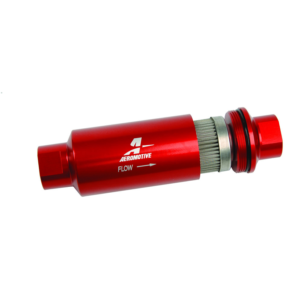 Aeromotive Fuel Filter 12304; -10AN ORB Female 100 Micron Red Anodized Aluminum 