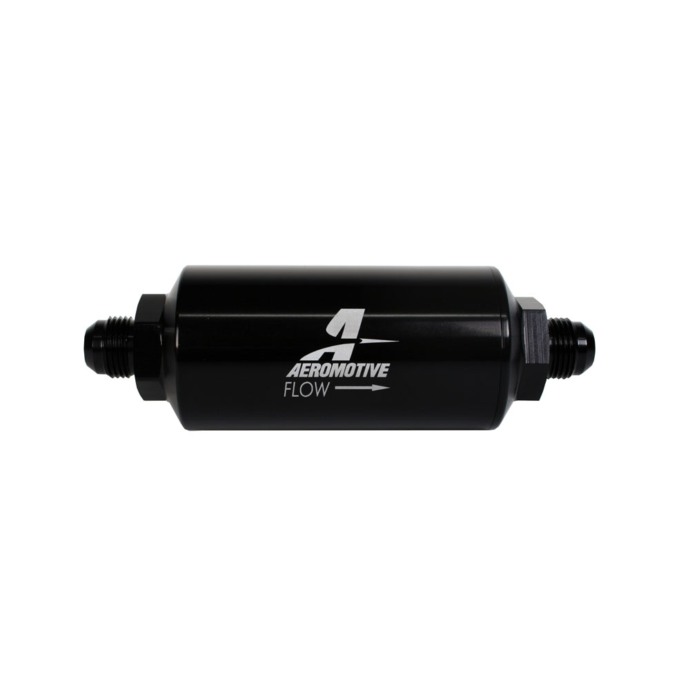 Aeromotive Fuel Filter 12377; -08AN Male 10 Micron Black Anodized Aluminum 