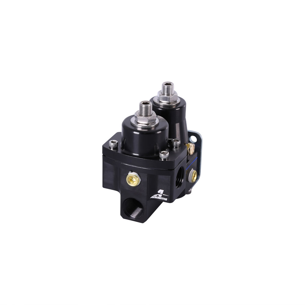 Aeromotive Fuel Pressure Regulator 13220; EFI to Carb Conversion 8 to 16 PSI Bypass, 5 to 9 PSI Carb Return, Dual Stage Gasoline, Race Gas, E85, Alcohol Billet Aluminum 