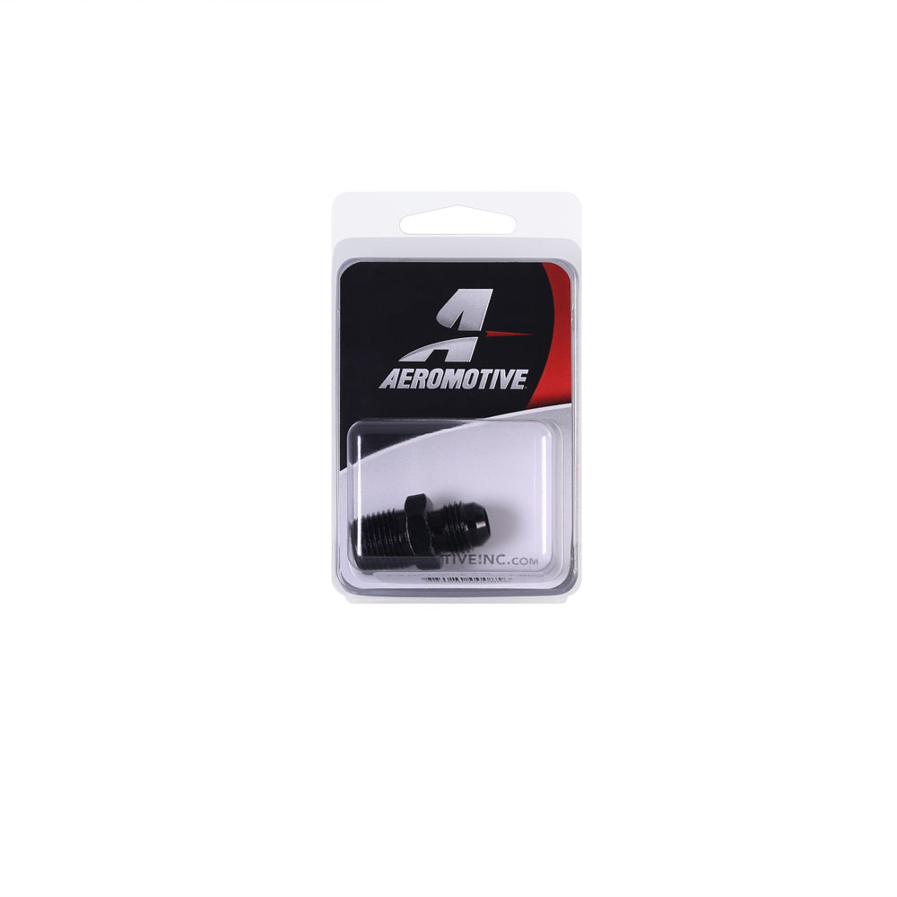 Aeromotive AN Fitting 15615; AN to NPT Adapter Black -06AN Male Straight 3/8 in. NPT Male 