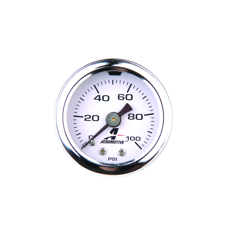 Aeromotive Fuel Pressure Gauge 15633; Liquid Filled Inline 0 to 100 PSI 1-1/2 in. Mechanical 