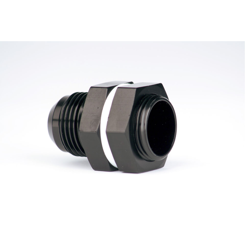 Aeromotive AN Fitting 15647; Fuel Cell Bulkhead Black -12AN Male Straight -12AN Male with Washer 