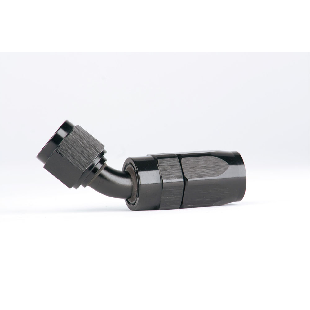 Aeromotive Hose End 15651; Reusable Swivel Black -06AN -06AN Female 45 deg. 