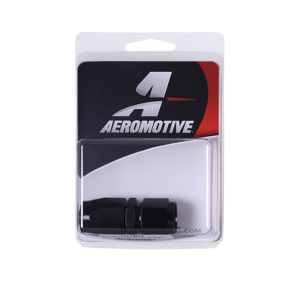 Aeromotive Hose End 15653; Reusable Swivel Black Anodized -08AN Straight -08AN Female 