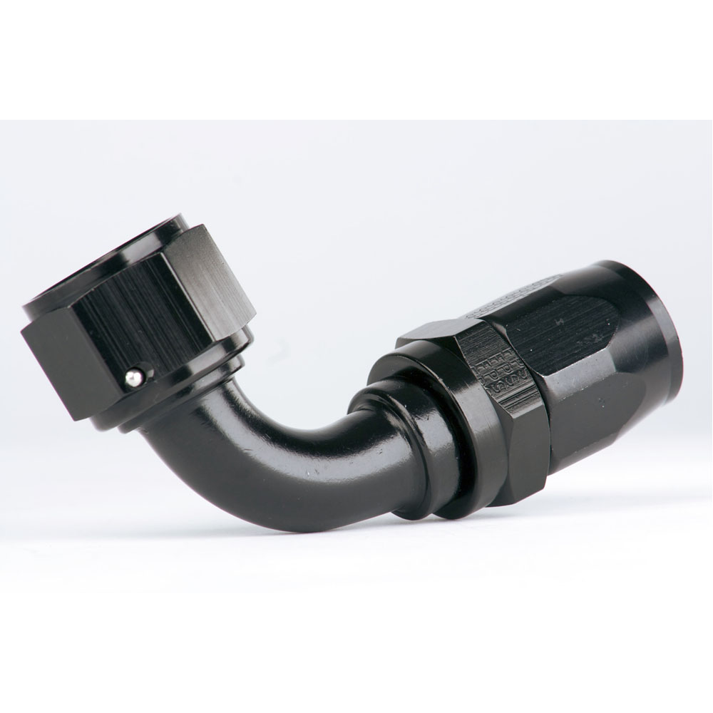Aeromotive Hose End 15661; Reusable Swivel Black -12AN 90 deg. -12AN Female 