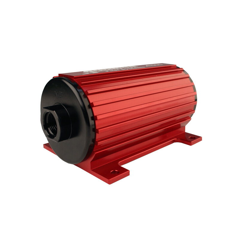 Aeromotive Fuel System Electric Fuel Pump 11101; A1000 90 GPH @ 58 PSI 600 lbs/hr. @ 90 PSI Black, Red Billet Aluminum Alcohol, E85, Gasoline, Race Gas 