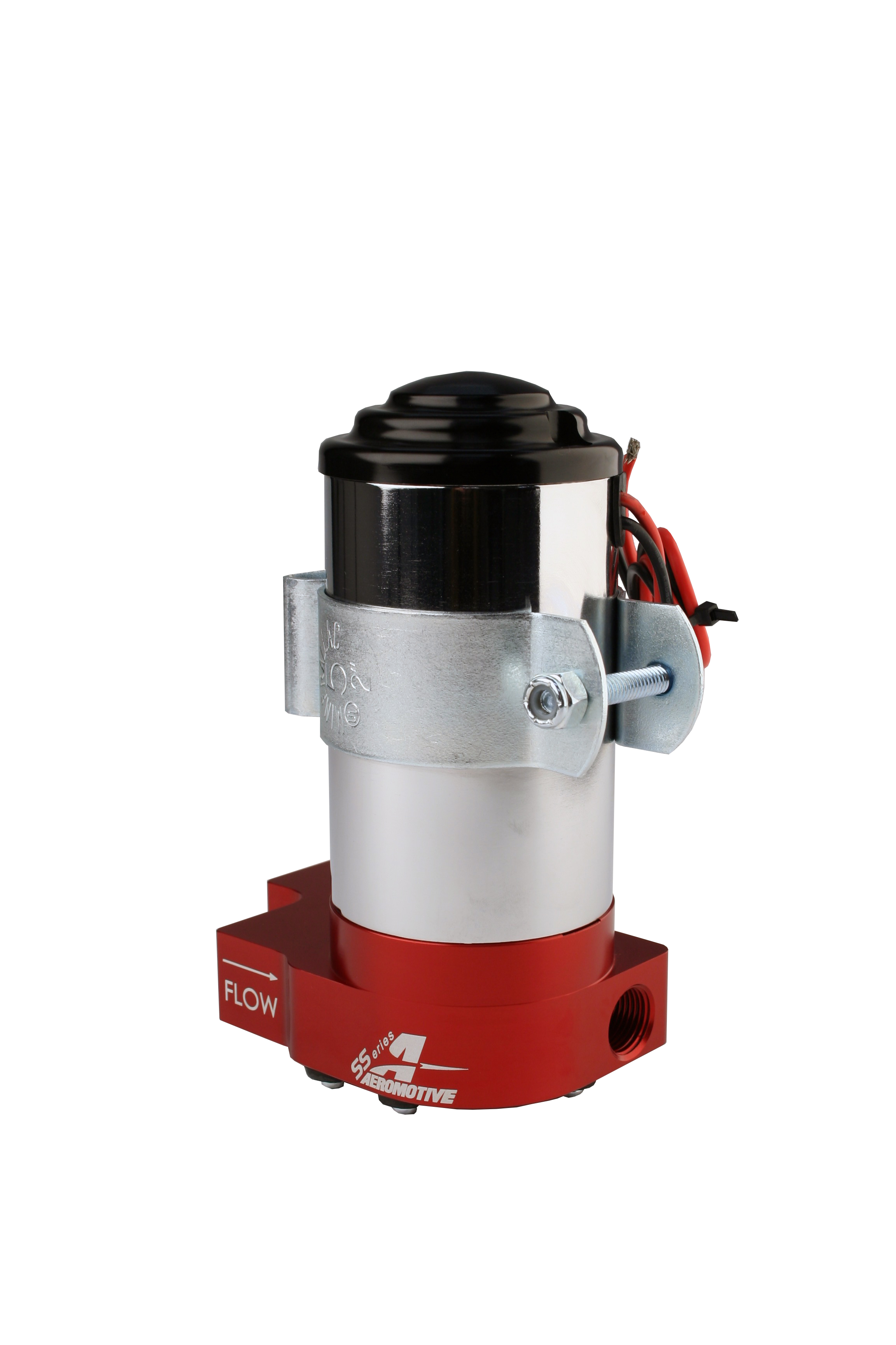 Aeromotive Fuel System Electric Fuel Pump 11203; SS Series 140 GPH @ 14 PSI Red, Chrome Billet Aluminum Alcohol, E85, Gasoline, Race Gas 