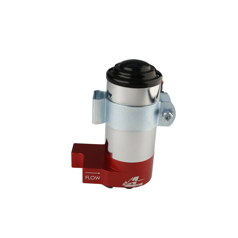 Aeromotive Fuel System Electric Fuel Pump 11213; SS Series 140 GPH @ 14 PSI Red, Chrome Billet Aluminum Alcohol, E85, Gasoline, Race Gas 