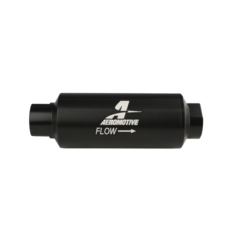 Aeromotive Fuel System Fuel Filter 12309; Marine -12AN ORB Female 100 Micron Hardcoat Black Anodized Aluminum 
