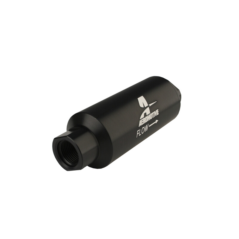 Aeromotive Fuel System Fuel Filter 12309; Marine -12AN ORB Female 100 Micron Hardcoat Black Anodized Aluminum 