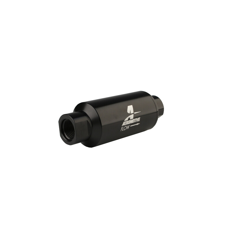 Aeromotive Fuel System Fuel Filter 12321; -10AN ORB Female 10 Micron Black Anodized Aluminum 