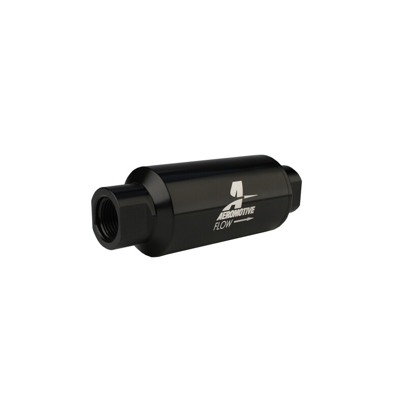 Aeromotive Fuel System Fuel Filter 12324; -10AN ORB Female 100 Micron Black Anodized Aluminum 