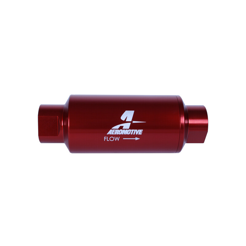 Aeromotive Fuel System Fuel Filter 12340; Gasoline, E85, Alcohol 10 Micron Red Anodized Aluminum Micro Glass 