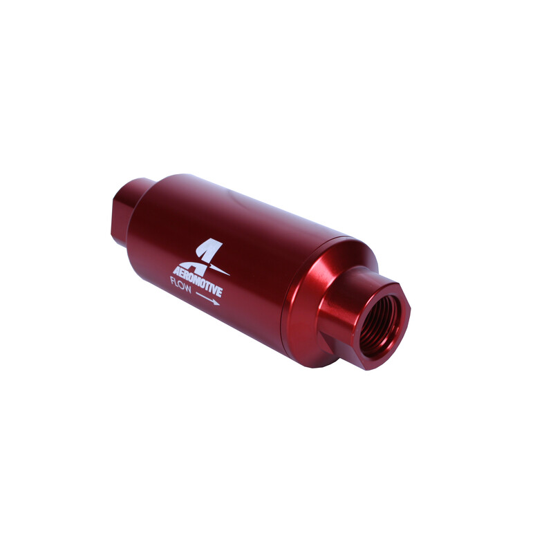 Aeromotive Fuel System Fuel Filter 12340; Gasoline, E85, Alcohol 10 Micron Red Anodized Aluminum Micro Glass 