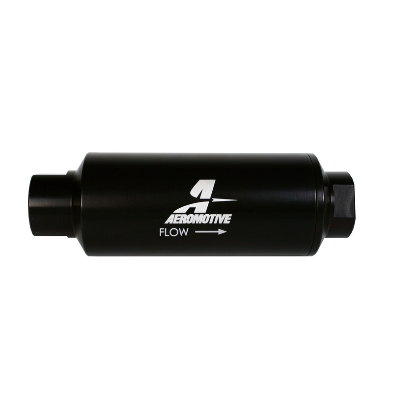 Aeromotive Fuel System Fuel Filter 12341; Marine -12AN ORB Female 10 Micron Hardcoat Black Anodized Aluminum 