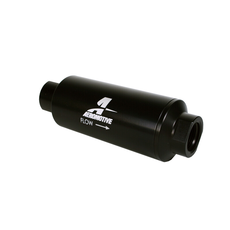 Aeromotive Fuel System Fuel Filter 12341; Marine -12AN ORB Female 10 Micron Hardcoat Black Anodized Aluminum 