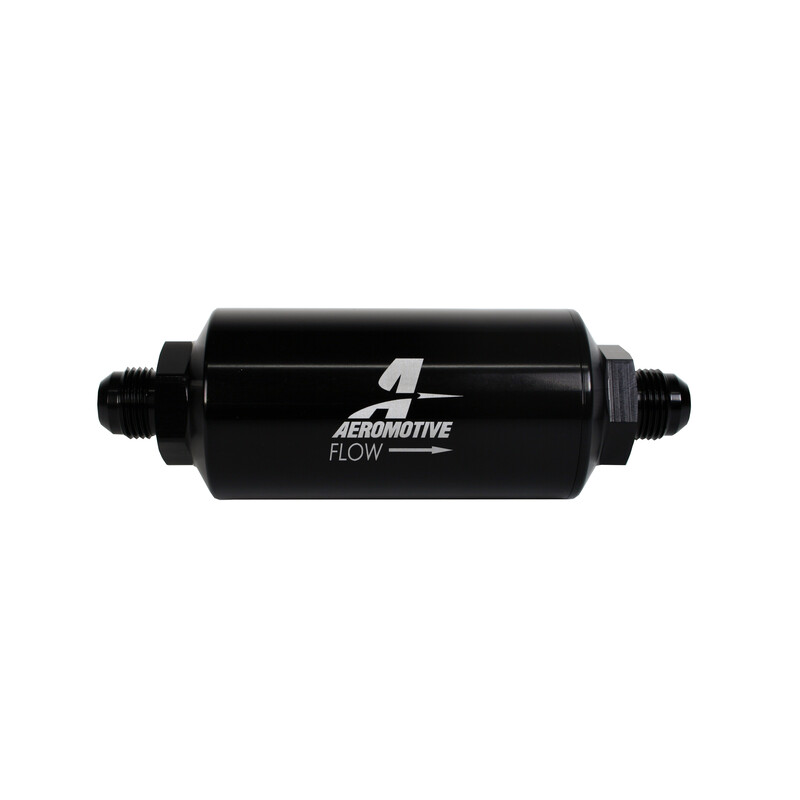 Aeromotive Fuel System Fuel Filter 12377; -08AN Male 10 Micron Black Anodized Aluminum 
