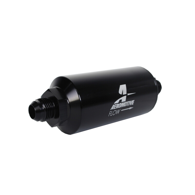 Aeromotive Fuel System Fuel Filter 12377; -08AN Male 10 Micron Black Anodized Aluminum 
