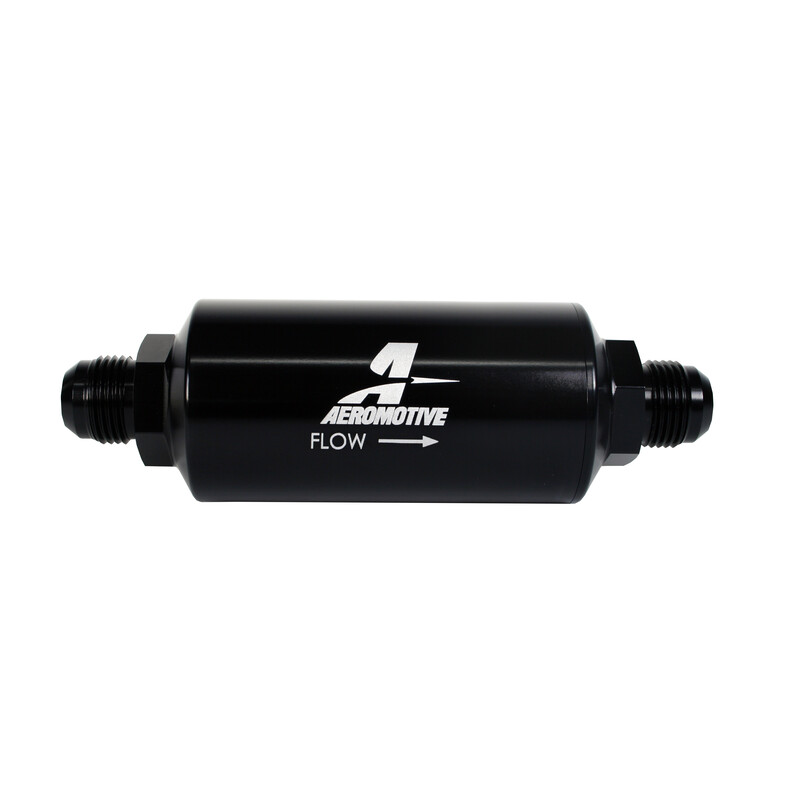 Aeromotive Fuel System Fuel Filter 12387; -10AN Male 10 Micron Black Anodized Aluminum 