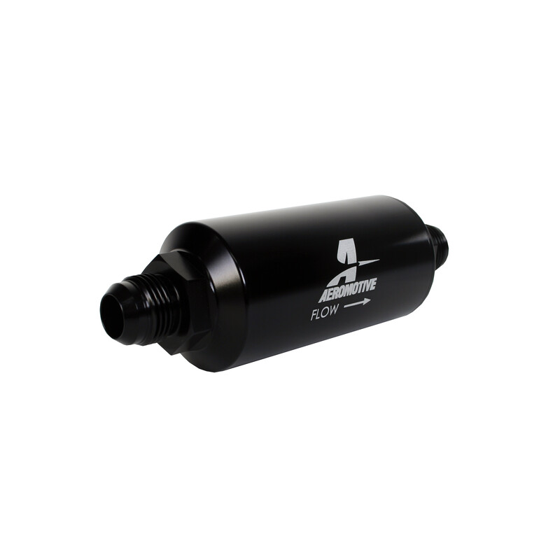 Aeromotive Fuel System Fuel Filter 12387; -10AN Male 10 Micron Black Anodized Aluminum 