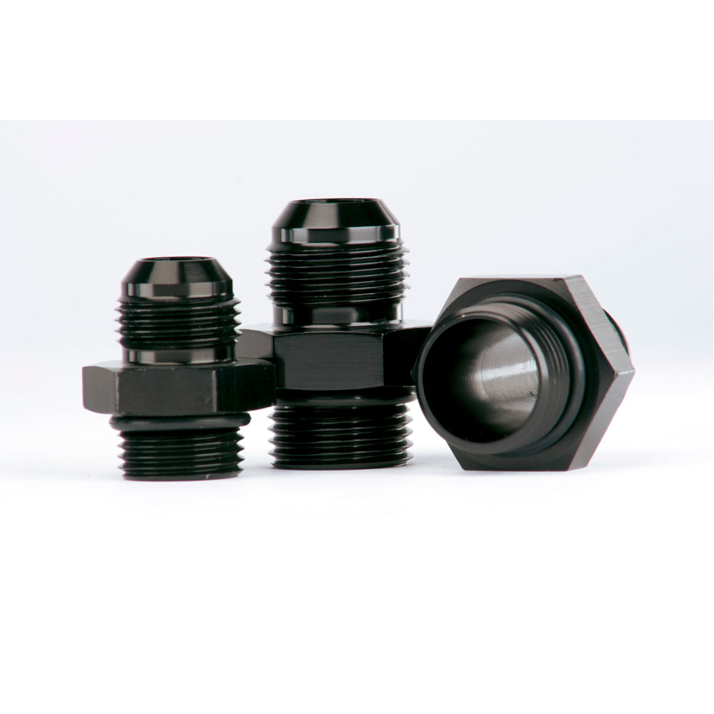 Photo for Aeromotive Fuel System Fitting Kit 15206; AN to ORB Port Adapter Aluminum -10AN Male 2 Fitting Black Anodized