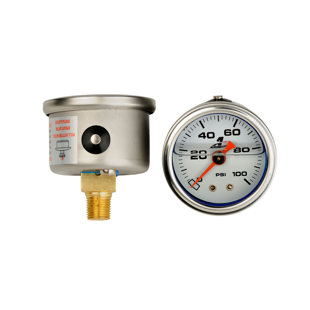 Aeromotive Fuel Pressure Gauge 15633; Inline 0 to 100 PSI 1-1/2 in. Full Mechanical 