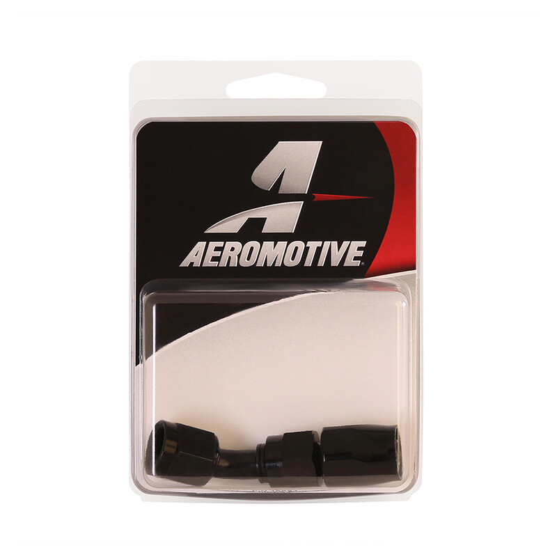 Aeromotive Fuel System Fuel Hose Fitting 15651; Reusable Swivel Black Anodized -06AN 45 deg. -06AN Female 