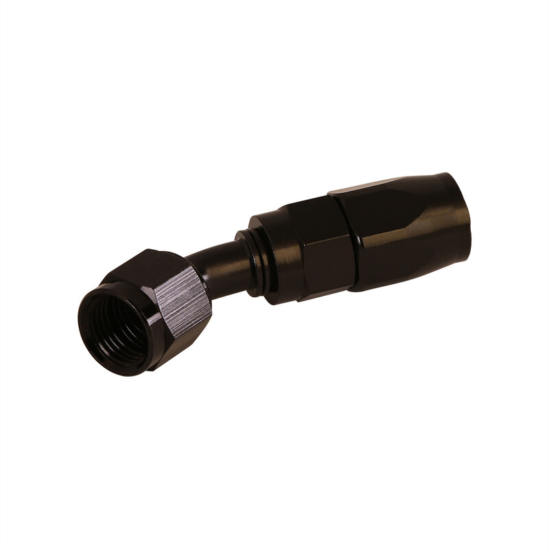 Aeromotive Fuel System Fuel Hose Fitting 15651; Reusable Swivel Black Anodized -06AN 45 deg. -06AN Female 