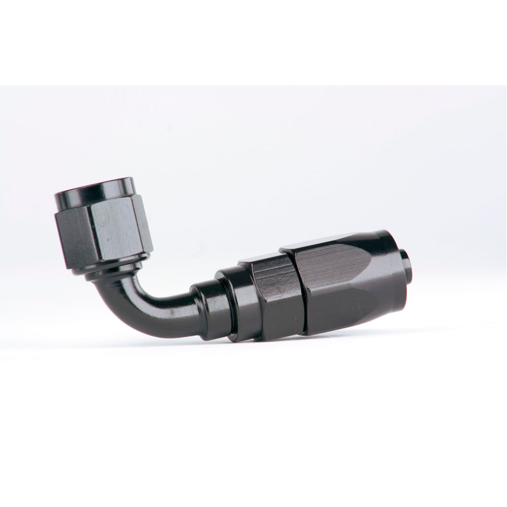 Aeromotive Fuel System Fuel Hose Fitting 15652; Reusable Swivel Black Anodized -06AN 90 deg. -06AN Female 