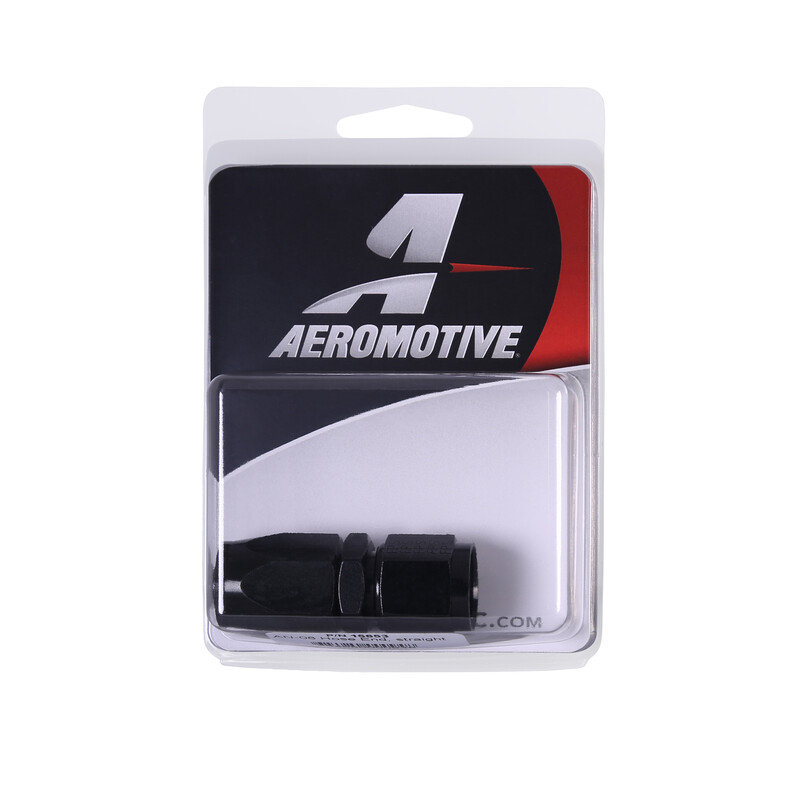 Aeromotive Fuel System Fuel Hose Fitting 15653; Reusable Swivel Black Anodized -08AN Straight -08AN Female 