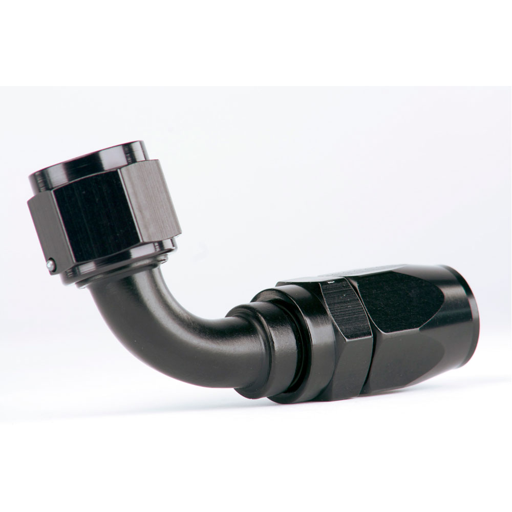 Aeromotive Fuel System Fuel Hose Fitting 15658; Reusable Swivel Black Anodized -10AN 90 deg. -10AN Female 