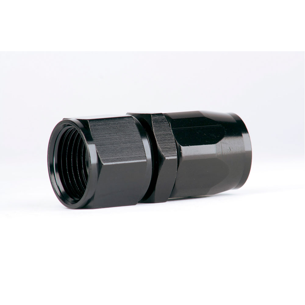 Aeromotive Fuel System Fuel Hose Fitting 15659; Reusable Swivel Black Anodized -12AN Straight -12AN Female 