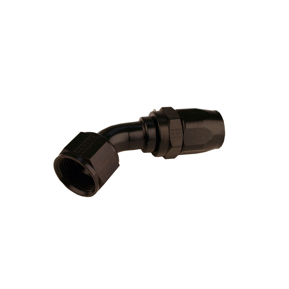 Aeromotive Fuel System Fuel Hose Fitting 15660; Reusable Swivel Black Anodized -12AN 45 deg. -12AN Female 