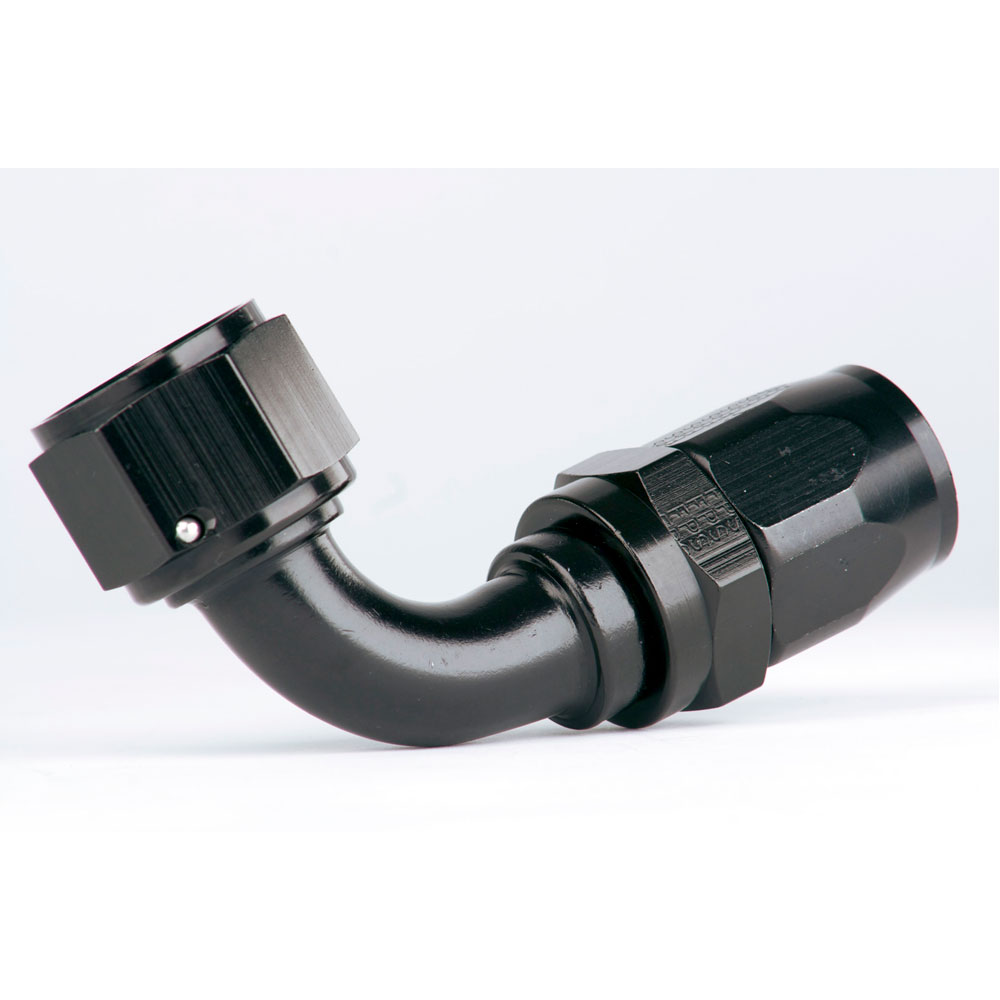 Aeromotive Fuel System Fuel Hose Fitting 15661; Reusable Swivel Black Anodized -12AN 90 deg. -12AN Female 