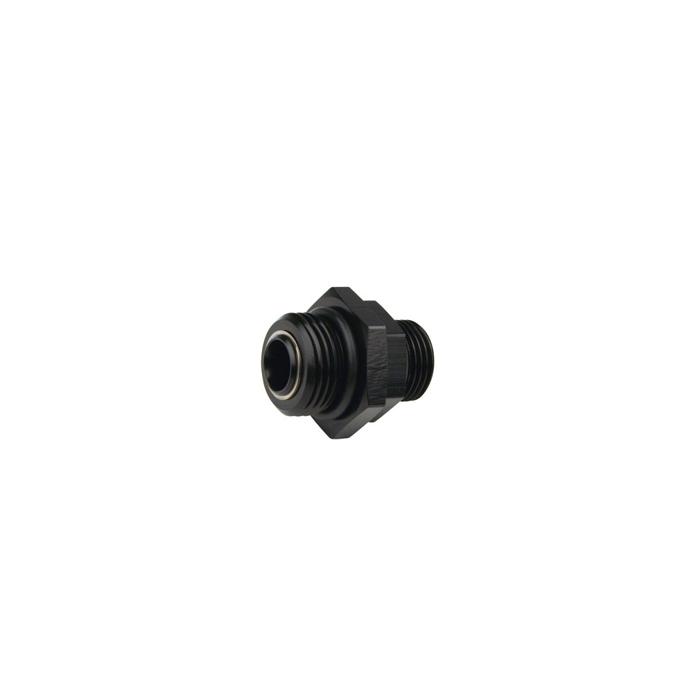 Aeromotive Fuel System O-Ring Boss Fitting 15682; ORB to ORB Swivel Union Black Anodized -12AN ORB Male Straight -10AN ORB Male 