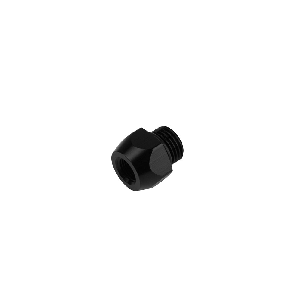 Aeromotive Fuel System Pipe Fitting 15697; NPT to ORB Adapter Black Anodized 1/8 in. NPT Female Straight -06AN ORB Male 