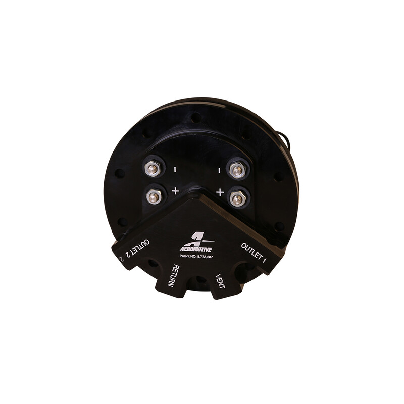 Aeromotive Fuel System Electric Fuel Pump 18309; Phantom Dual 340 LPH 680 LPH @ 40 PSI Black Billet Aluminum Gasoline, E85 