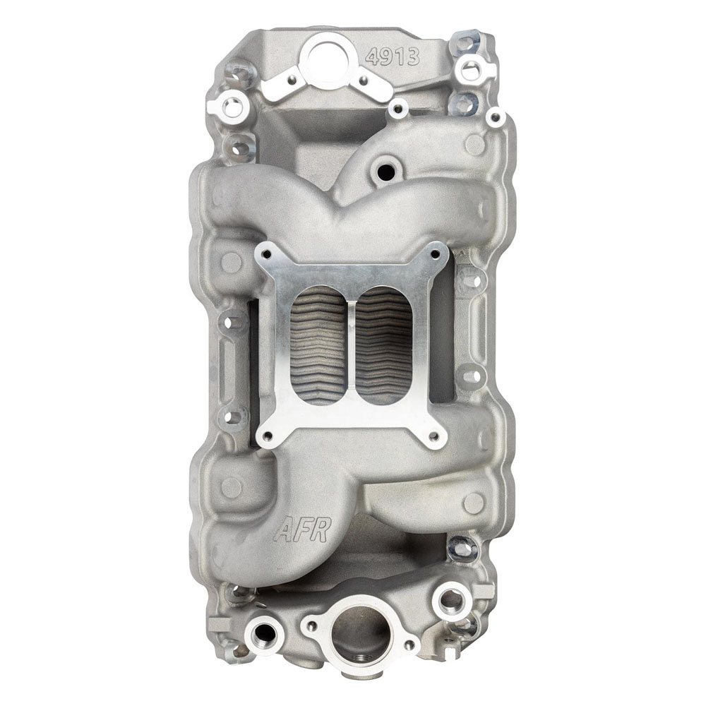 Air Flow Research Intake Manifold 4913; Magnum Series Rectangle Dual Plane 1800-6500 Satin Aluminum for Chevy 396 to 454 