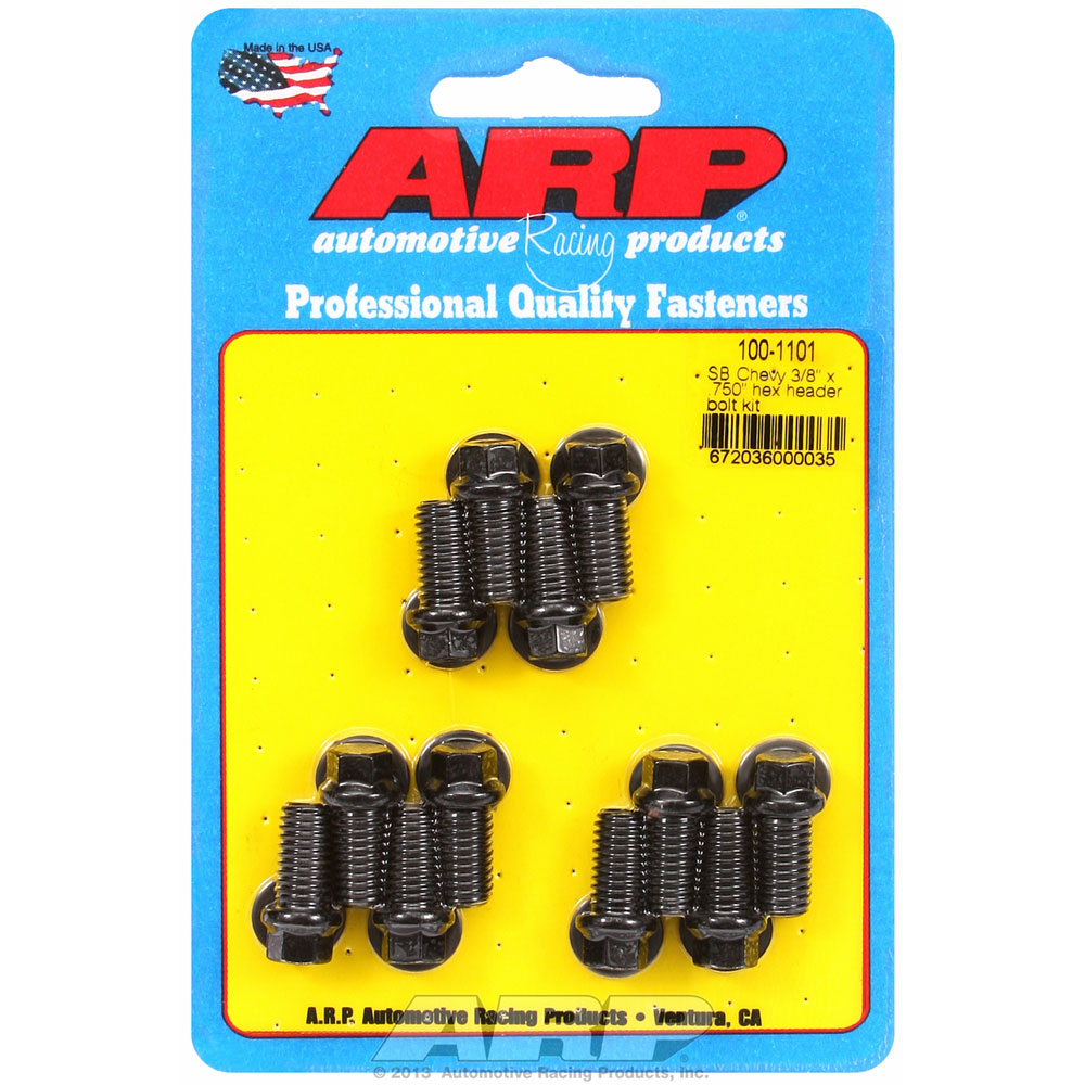 Automotive Racing Products (ARP) Exhaust Header Bolt Kit 100-1101; 3/8 in. -16 Black Oxide 8740 Chromoly Hex Head for Chevy 262 to 400 
