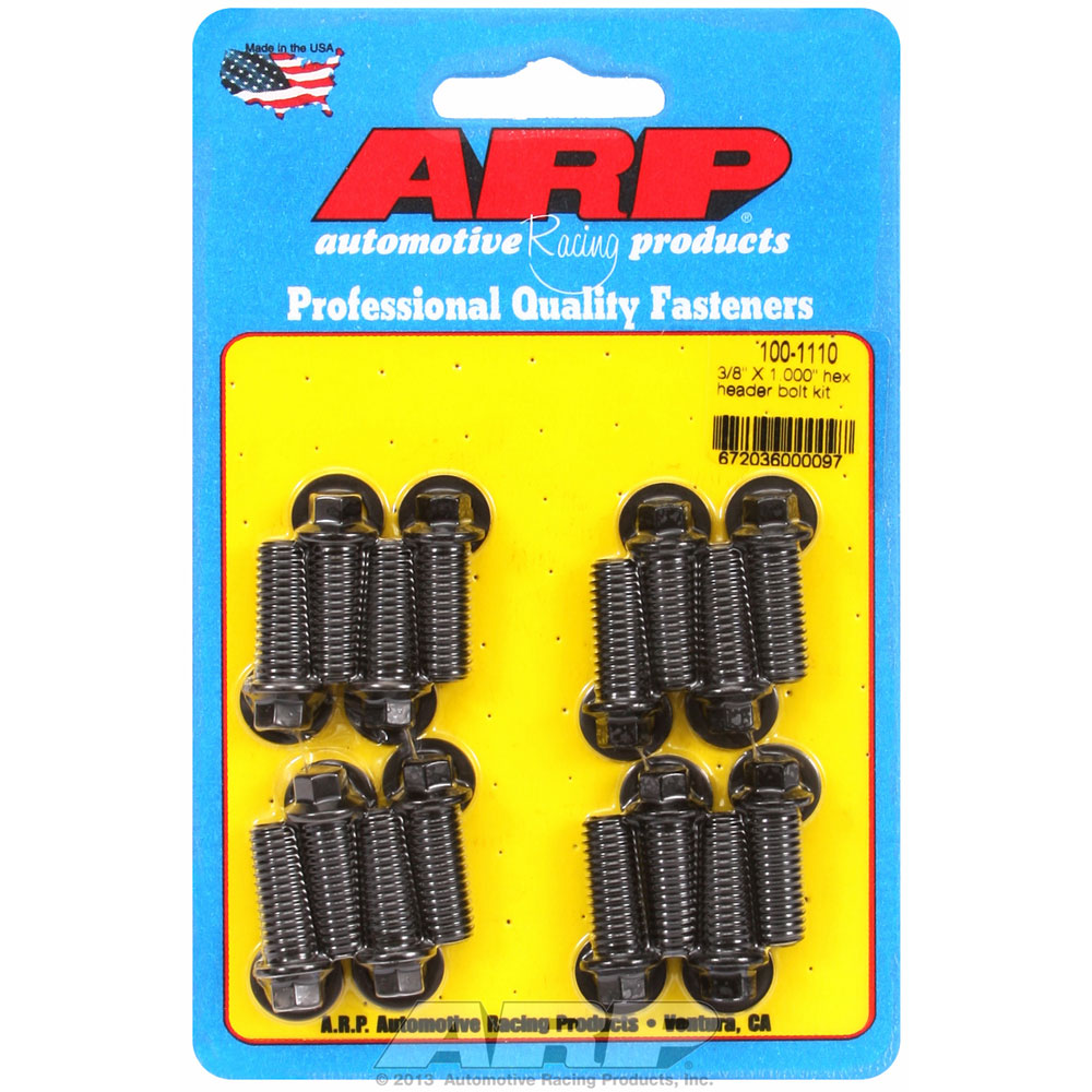 Photo for Automotive Racing Products (ARP) Exhaust Header Bolt Kit 100-1110; 3/8 in. -16 Black Oxide 8740 Chromoly Hex Head