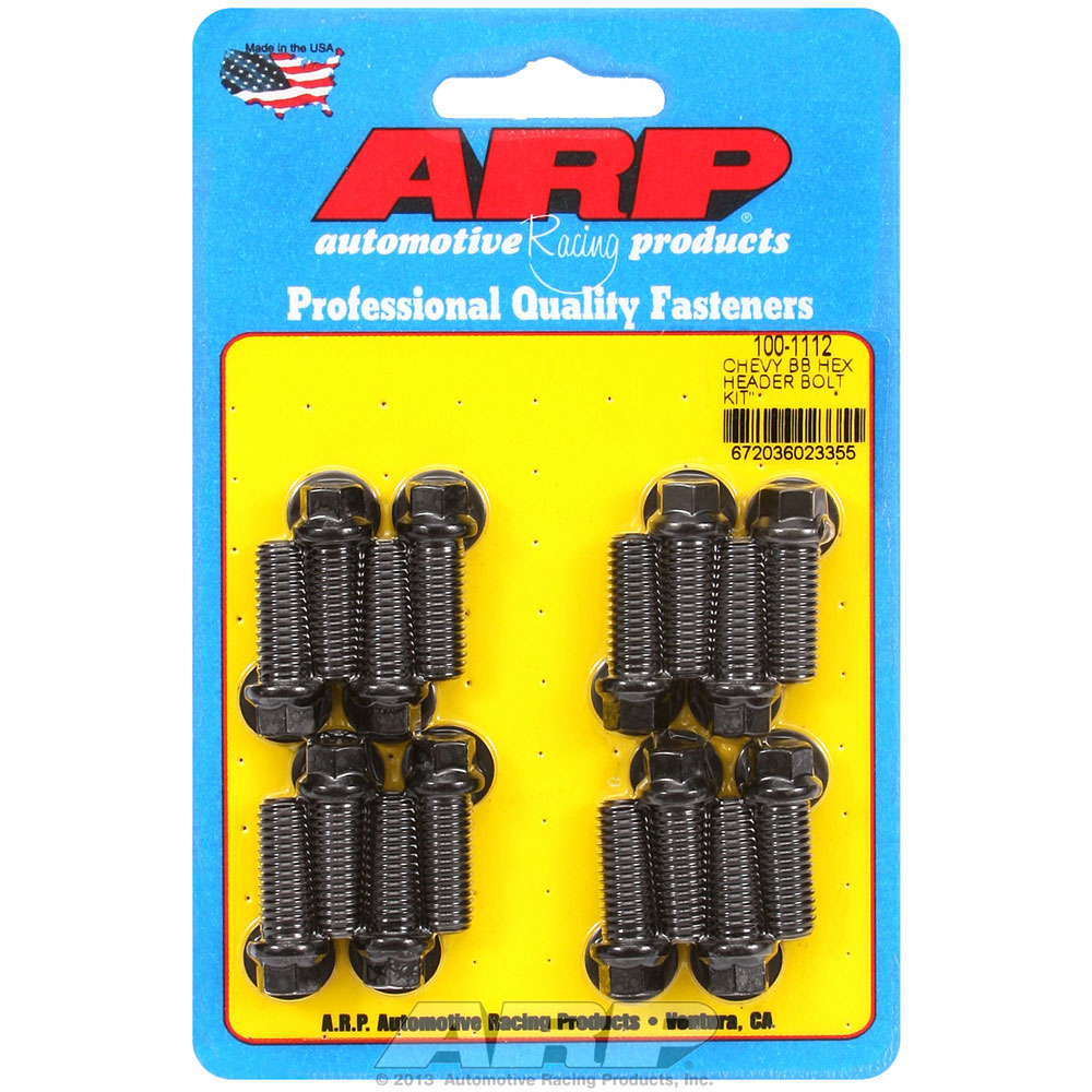 Photo for ARP Exhaust Header Bolt Kit 100-1112; 3/8 in.-16 Black Oxide 8740 Chromoly Hex Head for Chevy 396 to 454