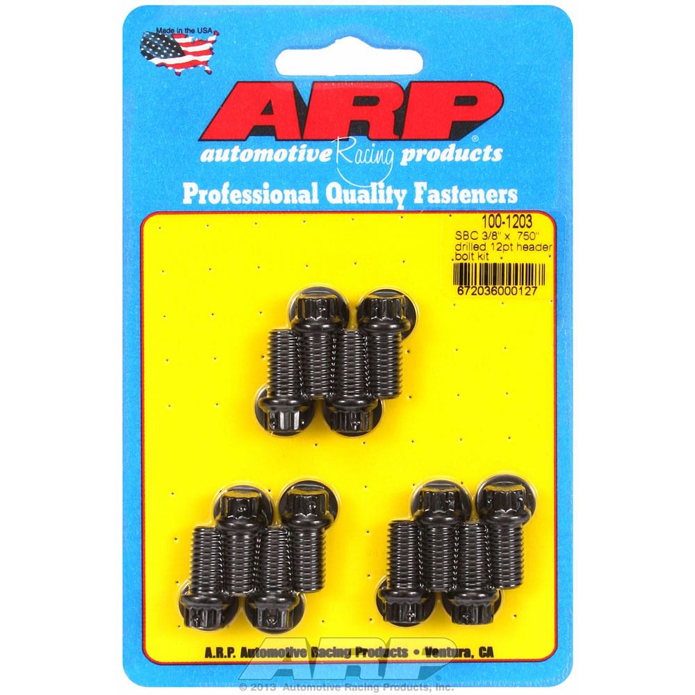 Automotive Racing Products (ARP) Exhaust Header Bolt Kit 100-1203; 3/8 in. -16 Black Oxide 8740 Chromoly 12-Point for Chevy 262 to 400 