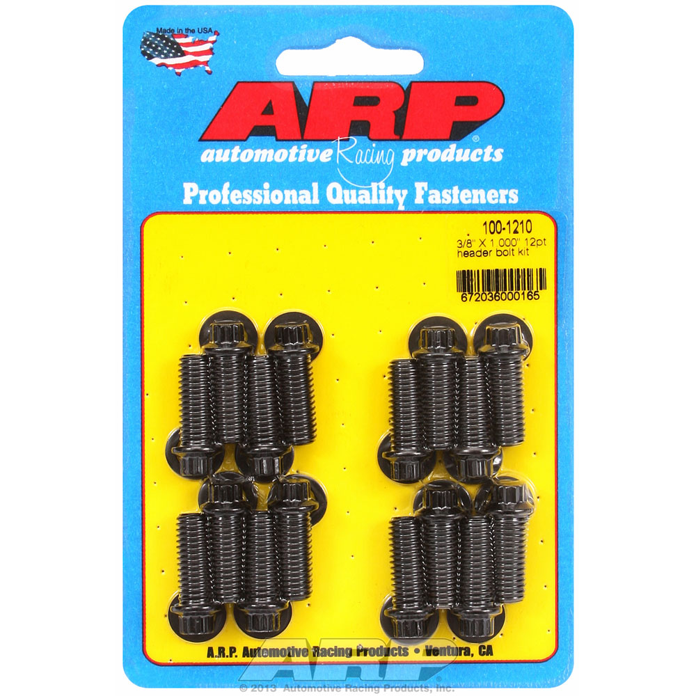Automotive Racing Products (ARP) Exhaust Header Bolt Kit 100-1210; 3/8 in. -16 Black Oxide 8740 Chromoly 12-Point 